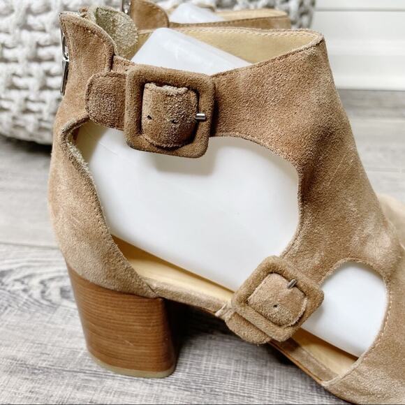 Rag & Bone Matteo Suede Double Buckle Block Heel Sandals Mineral Brown Size 38 - Picture 6 of 12